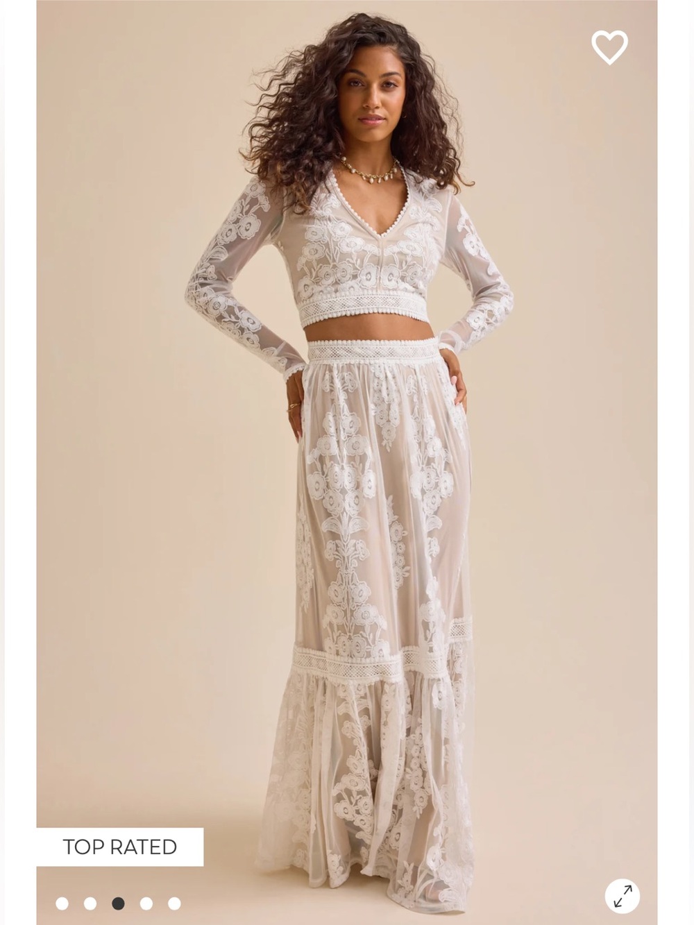 Arissa Floral Embroidered Top and Maxi Skirt Set